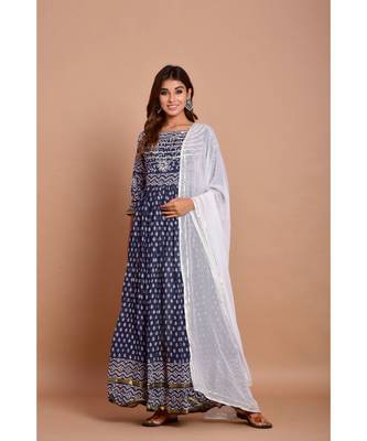 blue bandhej cotton kurta sets 2