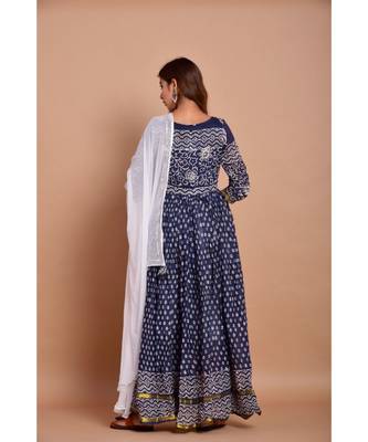 blue bandhej cotton kurta sets 3