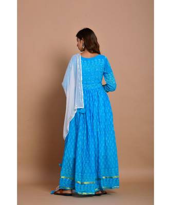 turquoise bandhej cotton kurta sets 4