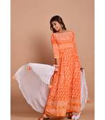 Orange bandhej cotton kurta sets