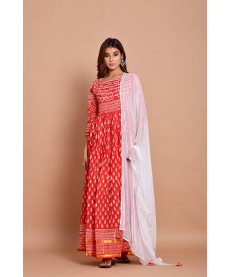 Pink bandhej cotton kurta sets 1