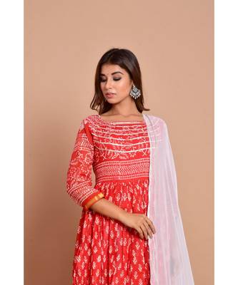 Pink bandhej cotton kurta sets 3