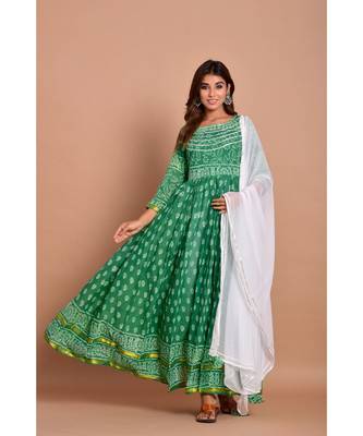 Green bandhej cotton kurta sets 1