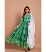 Green bandhej cotton kurta sets