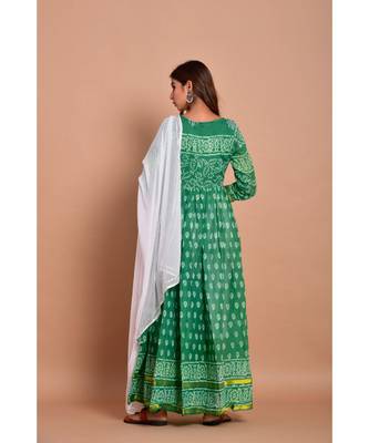 Green bandhej cotton kurta sets 3