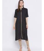 Women Grey Rayon Embroidered Straight Kurta