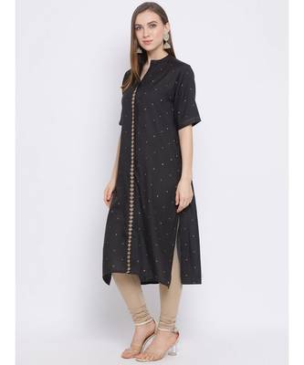 Women Grey Rayon Embroidered Straight Kurta 2