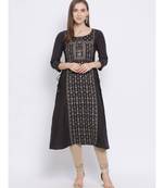 Women Grey Cotton Printed A-line Kurta