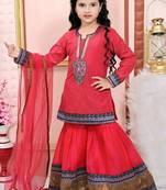 Pink embroidered shimmer kids salwar suits