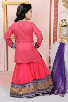 Pink embroidered shimmer kids salwar suits