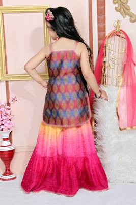 Multicolor embroidered brocade kids salwar suits 5