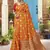 Orange woven banarasi silk saree with blouse