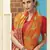 Orange woven banarasi silk saree with blouse