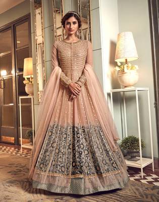 Baby-pink embroidered net salwar 1