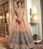 Baby-pink embroidered net salwar