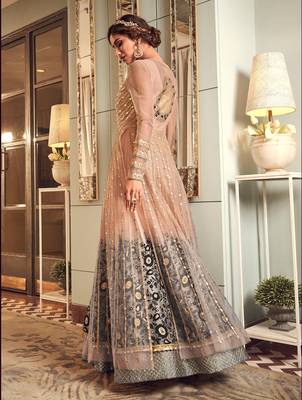 Baby-pink embroidered net salwar 3