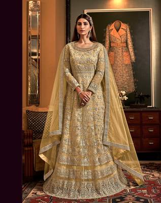 Lemon embroidered net salwar 1