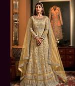 Lemon embroidered net salwar