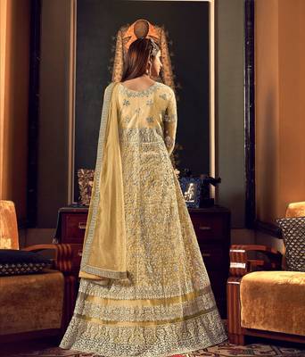 Lemon embroidered net salwar 3