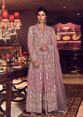 Light-purple embroidered net salwar 1