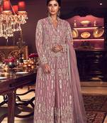 Light-purple embroidered net salwar