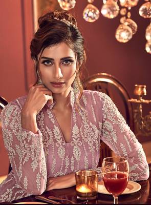 Light-purple embroidered net salwar 3