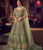 Green embroidered net salwar