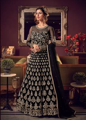 Black embroidered net salwar 1