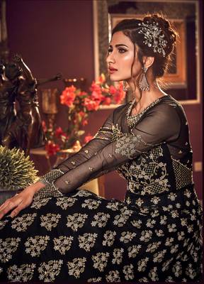 Black embroidered net salwar 3