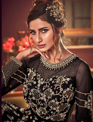 Black embroidered net salwar 4
