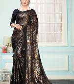 Brown Plain Imported Fabric Designer Saree With Blouse