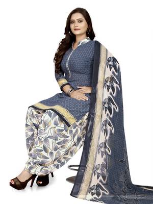 Grey printed crepe salwar 1