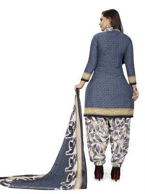 Grey printed crepe salwar 2