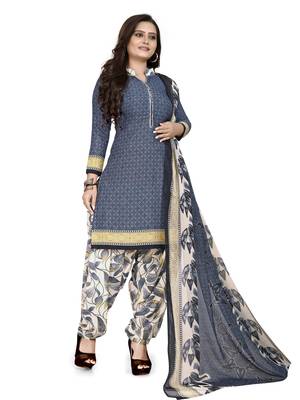 Grey printed crepe salwar 3