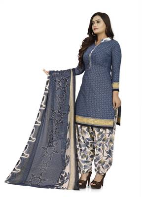 Grey printed crepe salwar 4