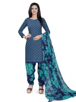 Blue printed crepe salwar 1