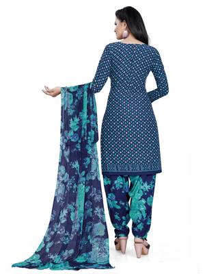Blue printed crepe salwar 2
