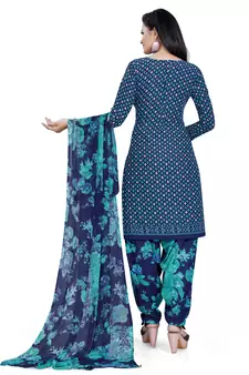 Blue printed crepe salwar