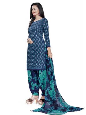Blue printed crepe salwar 3