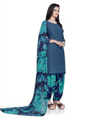 Blue printed crepe salwar 4