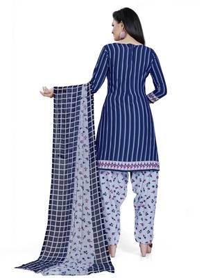 Blue printed crepe salwar 2