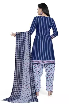 Blue printed crepe salwar