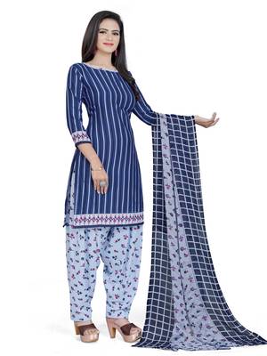 Blue printed crepe salwar 3