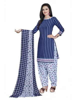 Blue printed crepe salwar 4