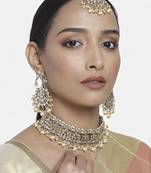 Traditional Kundan Choker Necklace Set with Earrings & Maang Tikka For Women 