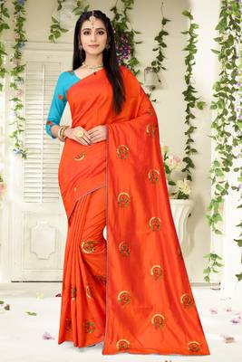 Muga Silk Embroidery Work Saree With Blouse For Women 1