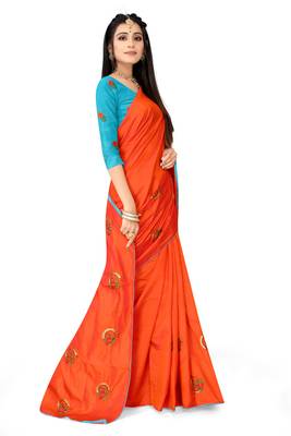 Muga Silk Embroidery Work Saree With Blouse For Women 3