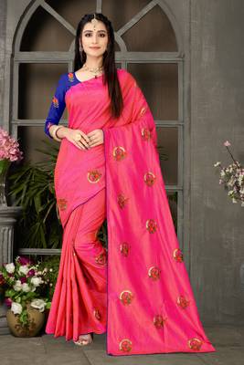 Muga Silk Embroidery Work Saree With Blouse For Women 1