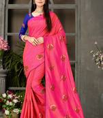 Muga Silk Embroidery Work Saree With Blouse For Women