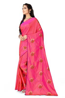 Muga Silk Embroidery Work Saree With Blouse For Women 2
